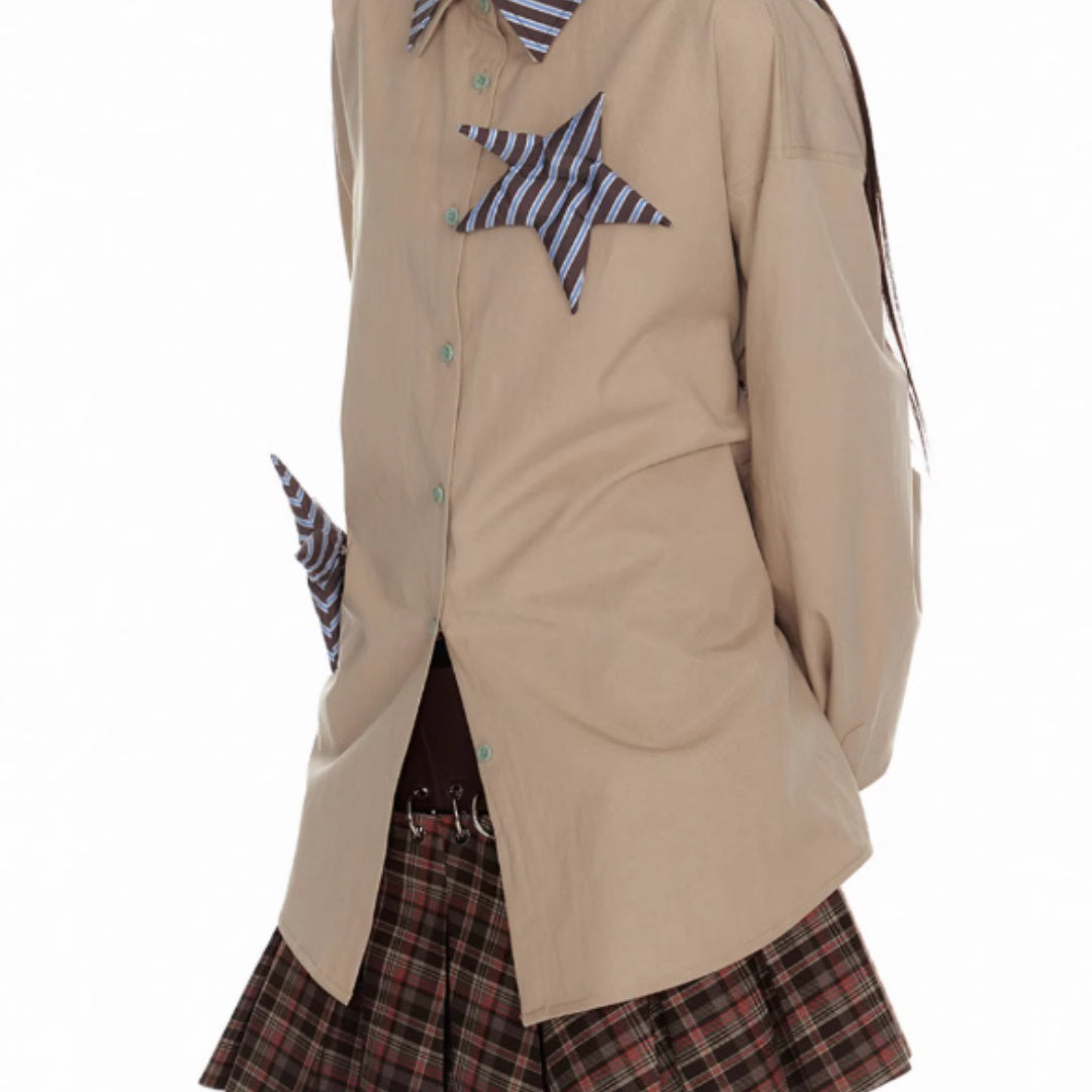PlaidBurst Star Panel Button-Up