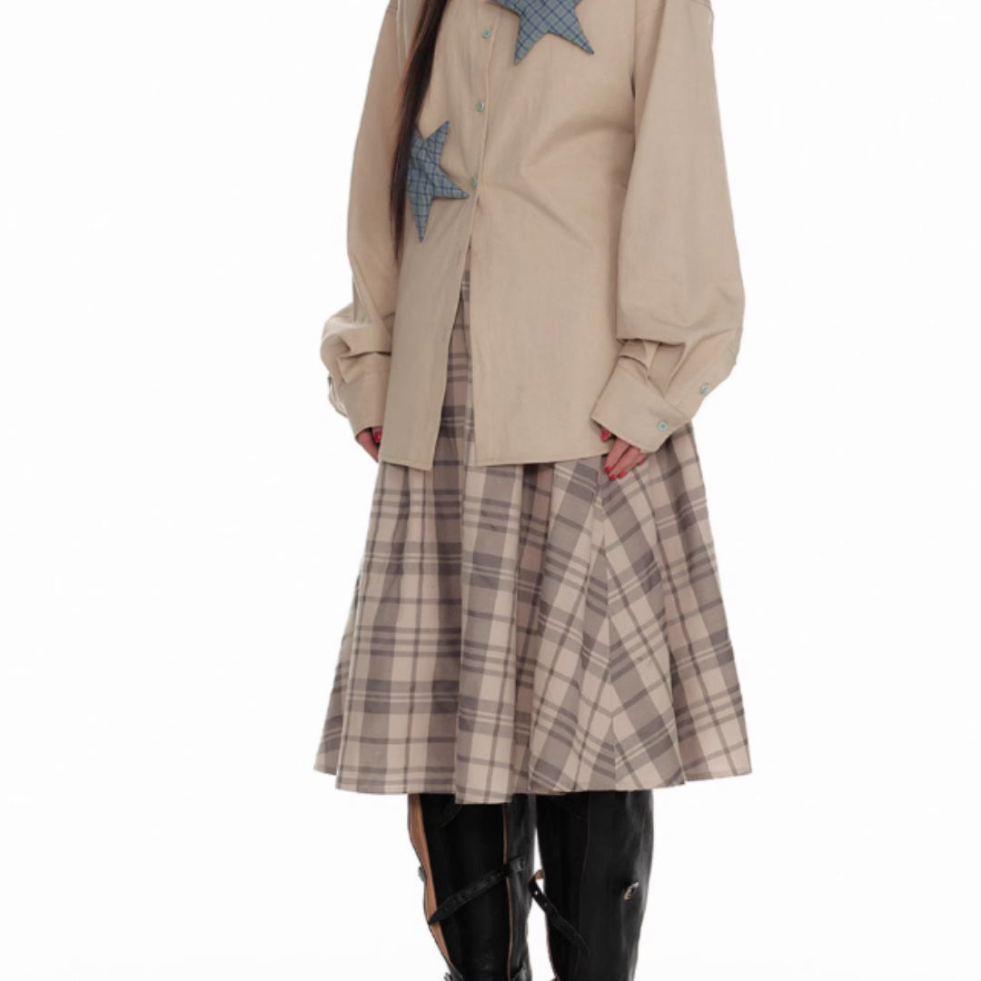 PlaidBurst Star Panel Button-Up