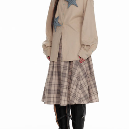 PlaidBurst Star Panel Button-Up