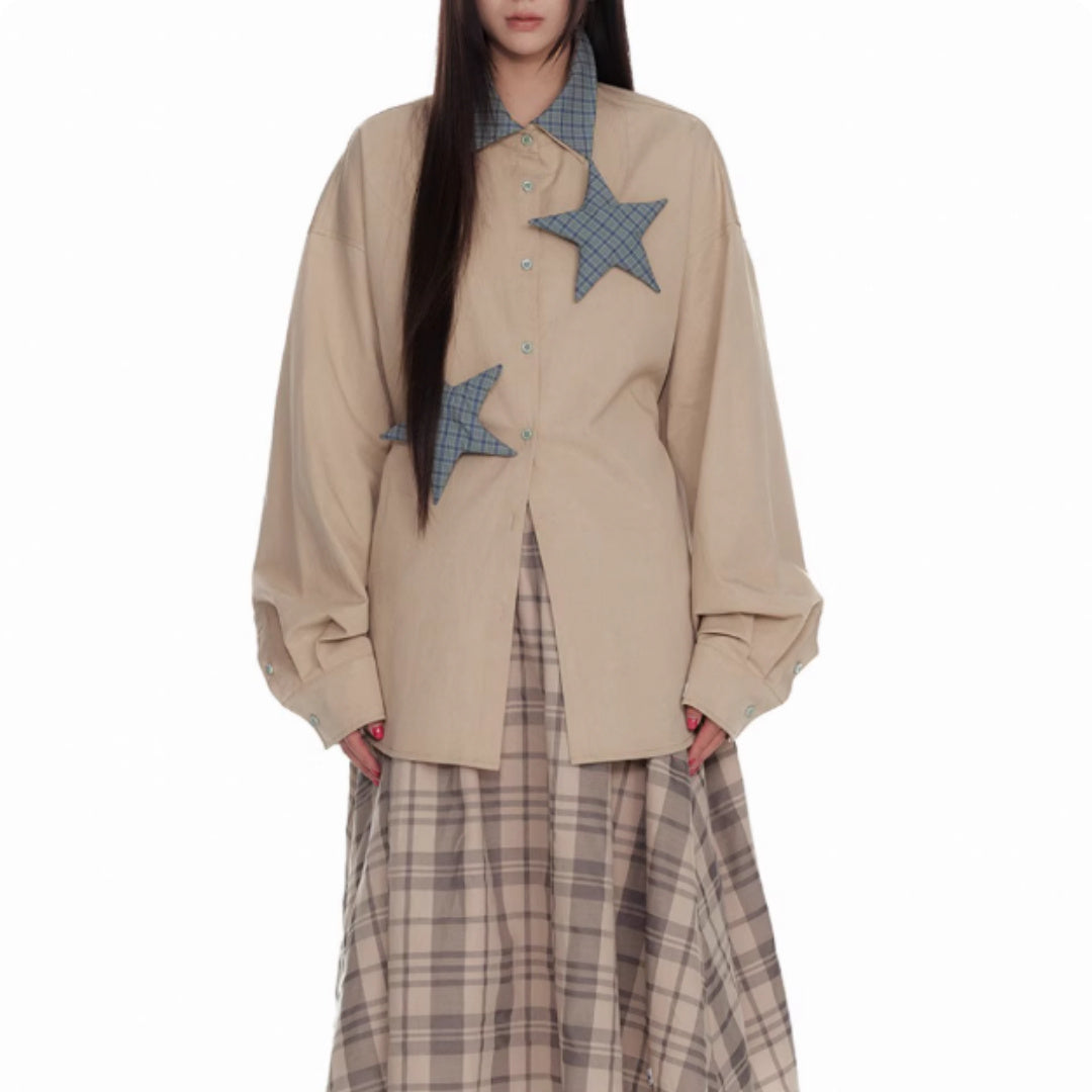 PlaidBurst Star Panel Button-Up
