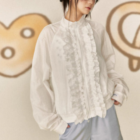 Cloud Ruffle Zip - Up [ JIKOO ] - paper.bruise